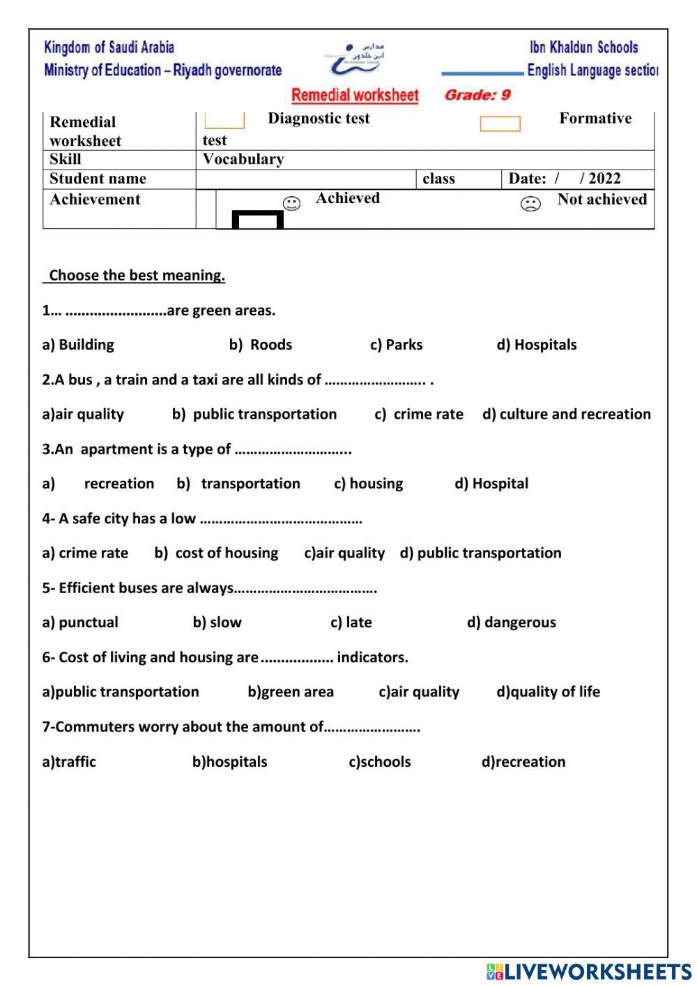 SG unit 6 worksheets
