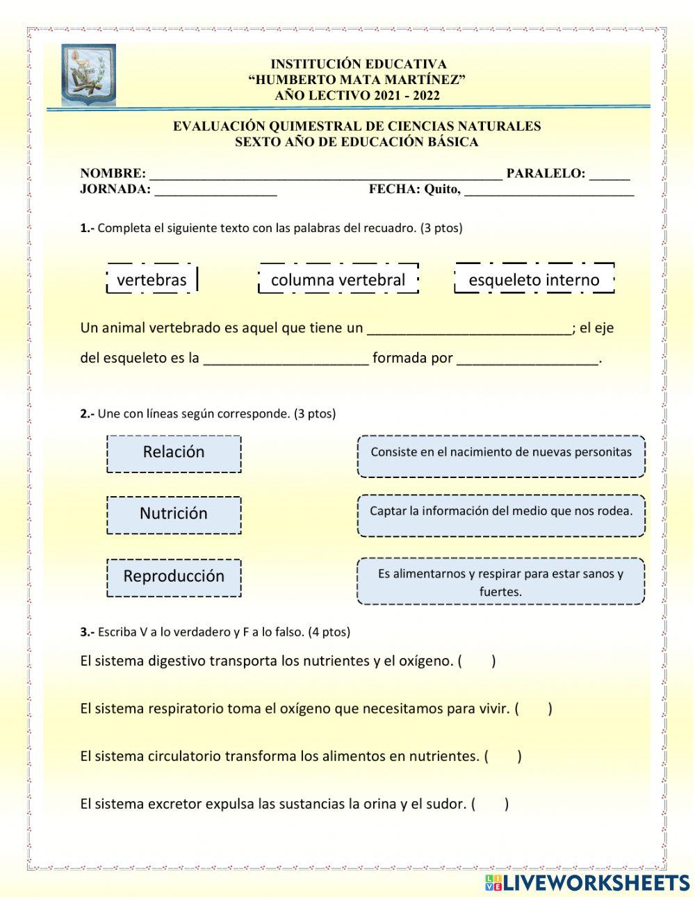 Evaluacion 1er quimestre