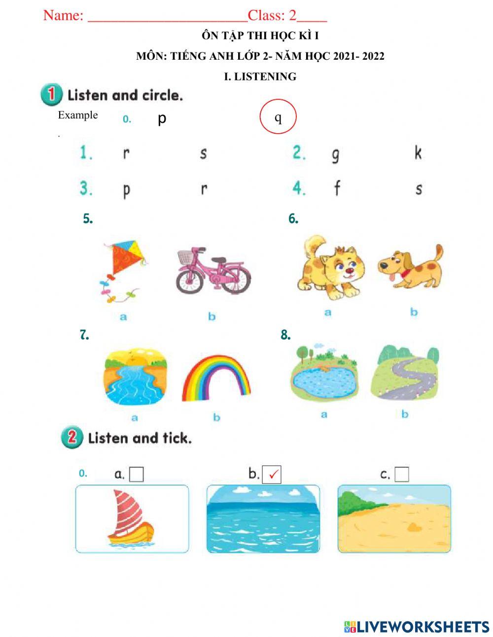 Ôn thi Học kì 1 Tieng Anh 2 NH 2021 2022