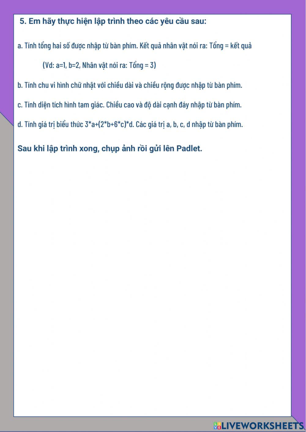 Tin học lớp 5-Tuần 21-CĐ 4-Bài 2: Tính toán với các biến