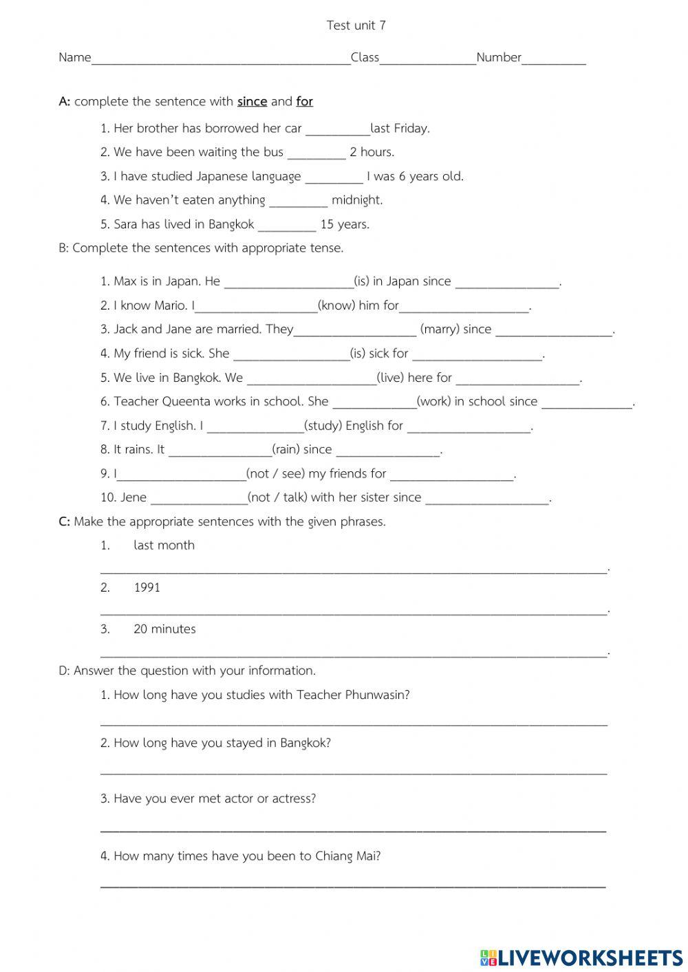 Test Unit 7 Online Exercise For Live Worksheets Test Unit 7 Online Exercise For Live Worksheets