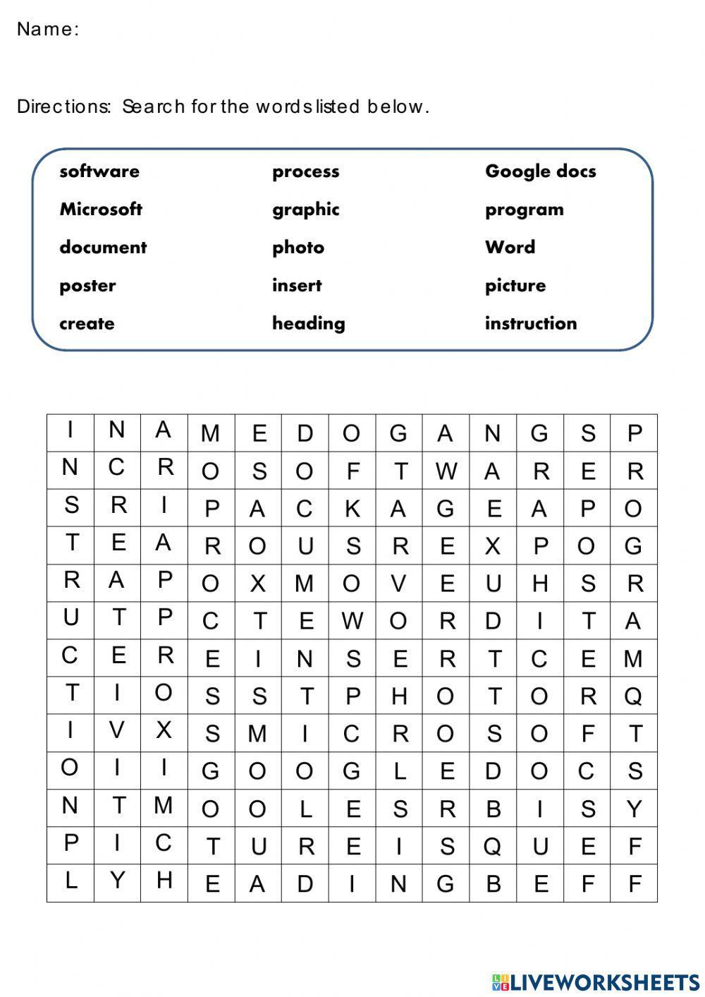 1820380 | Word Processing Software Word Search