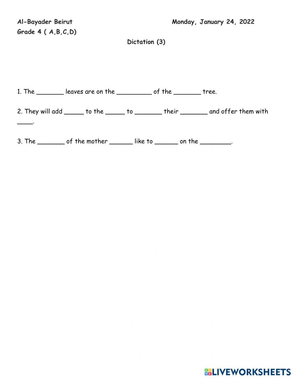 Long e-Plurals Dictation