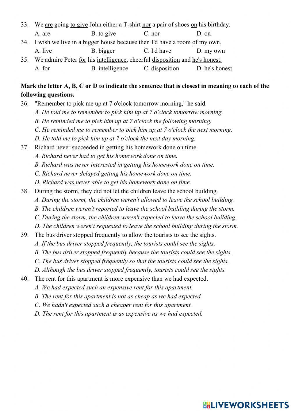 E9 - Practice test 15 - NTC