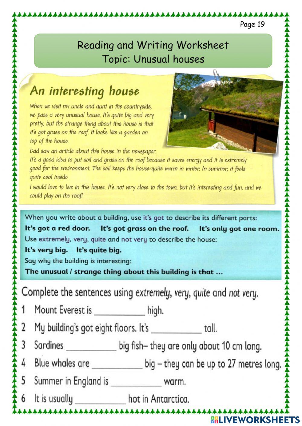 Writing Unusual houses Unit 4