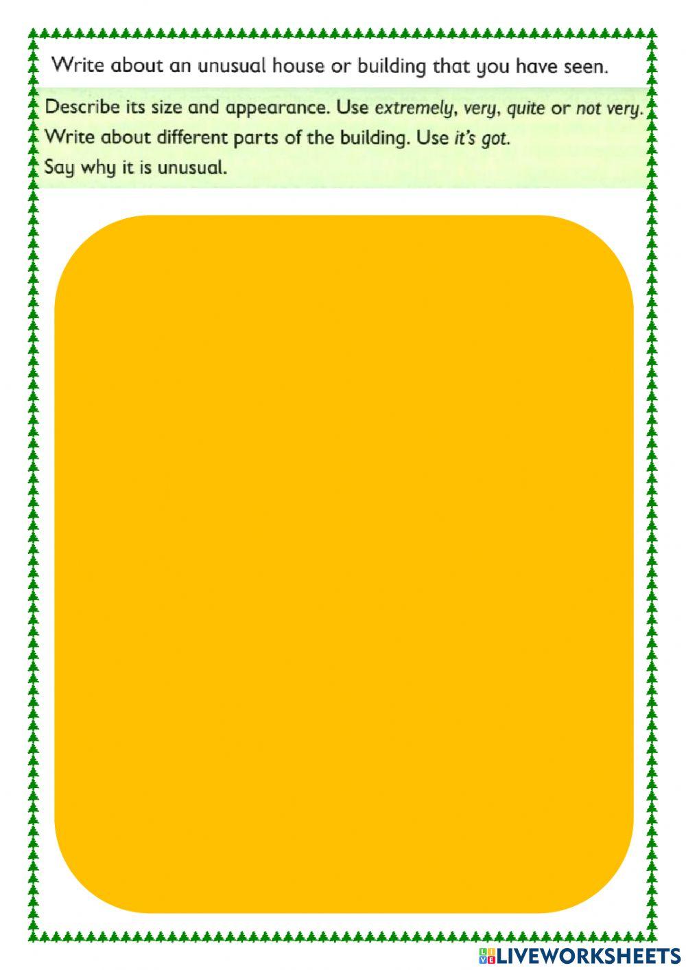 Writing Unusual houses Unit 4