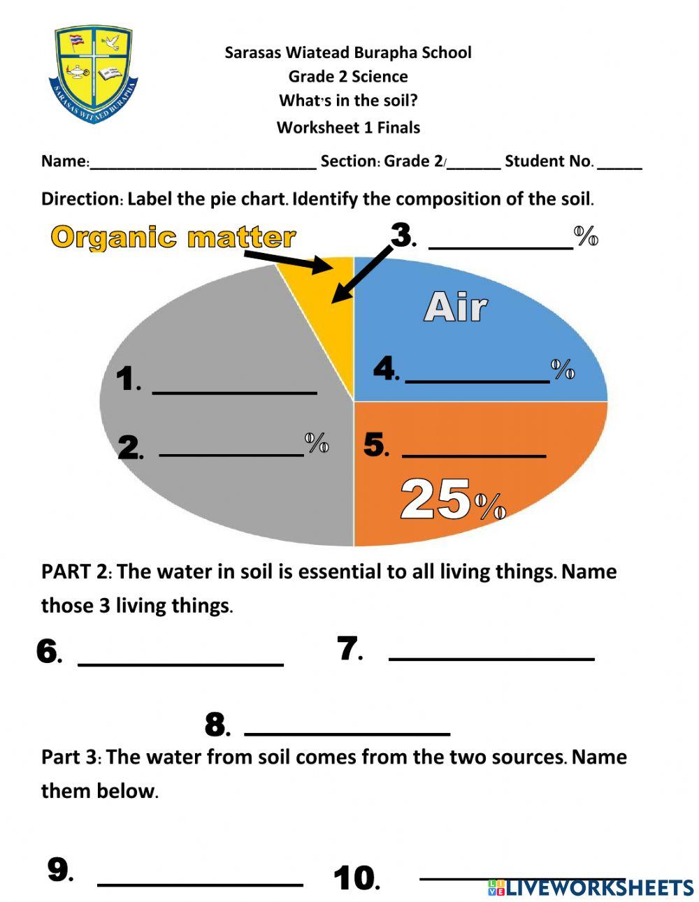 Worksheet 2, what's in the soil?, water