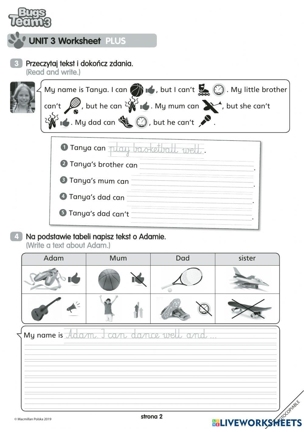 5284085 Bugs team 3 unit 3 worksheet plus