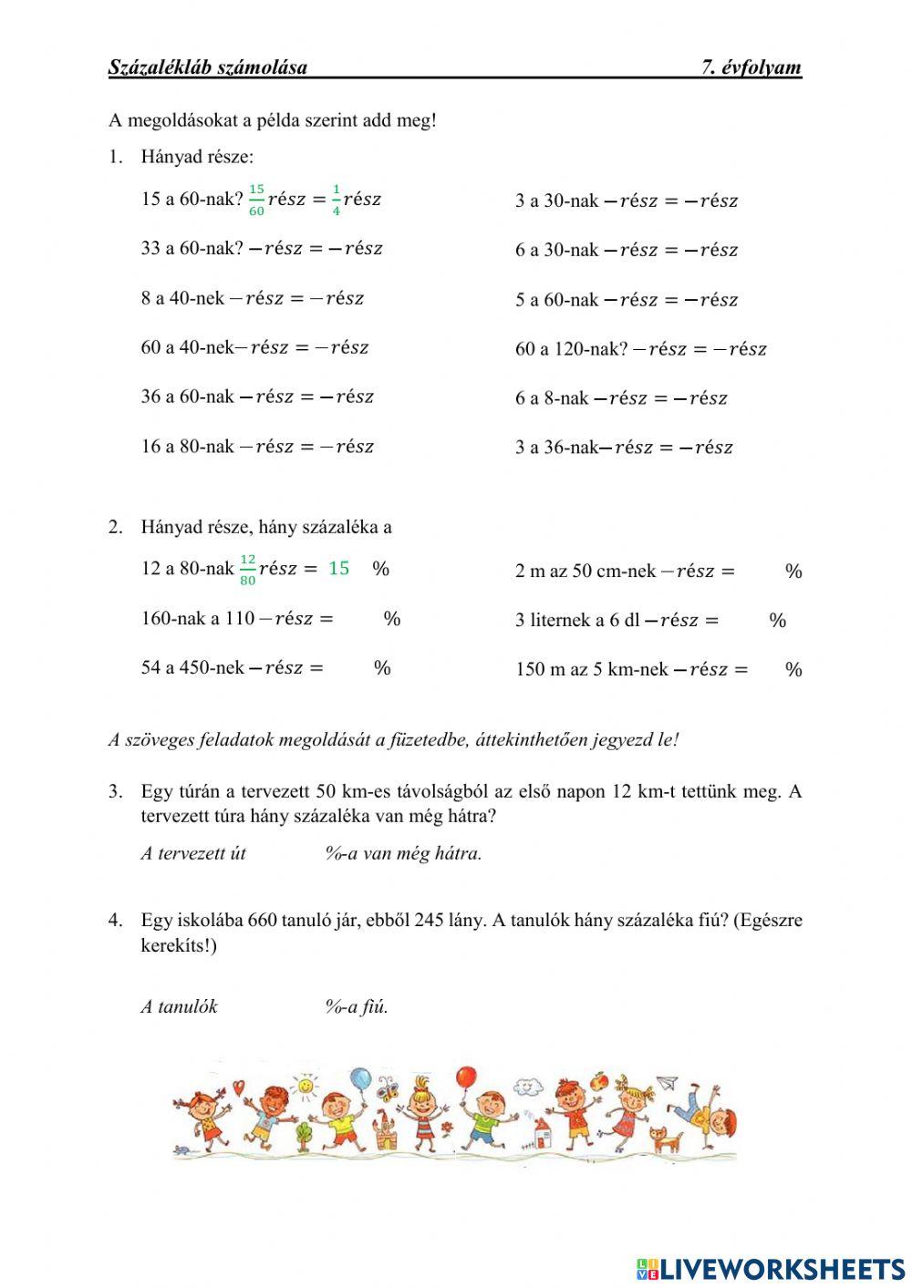 Százalékláb számolása