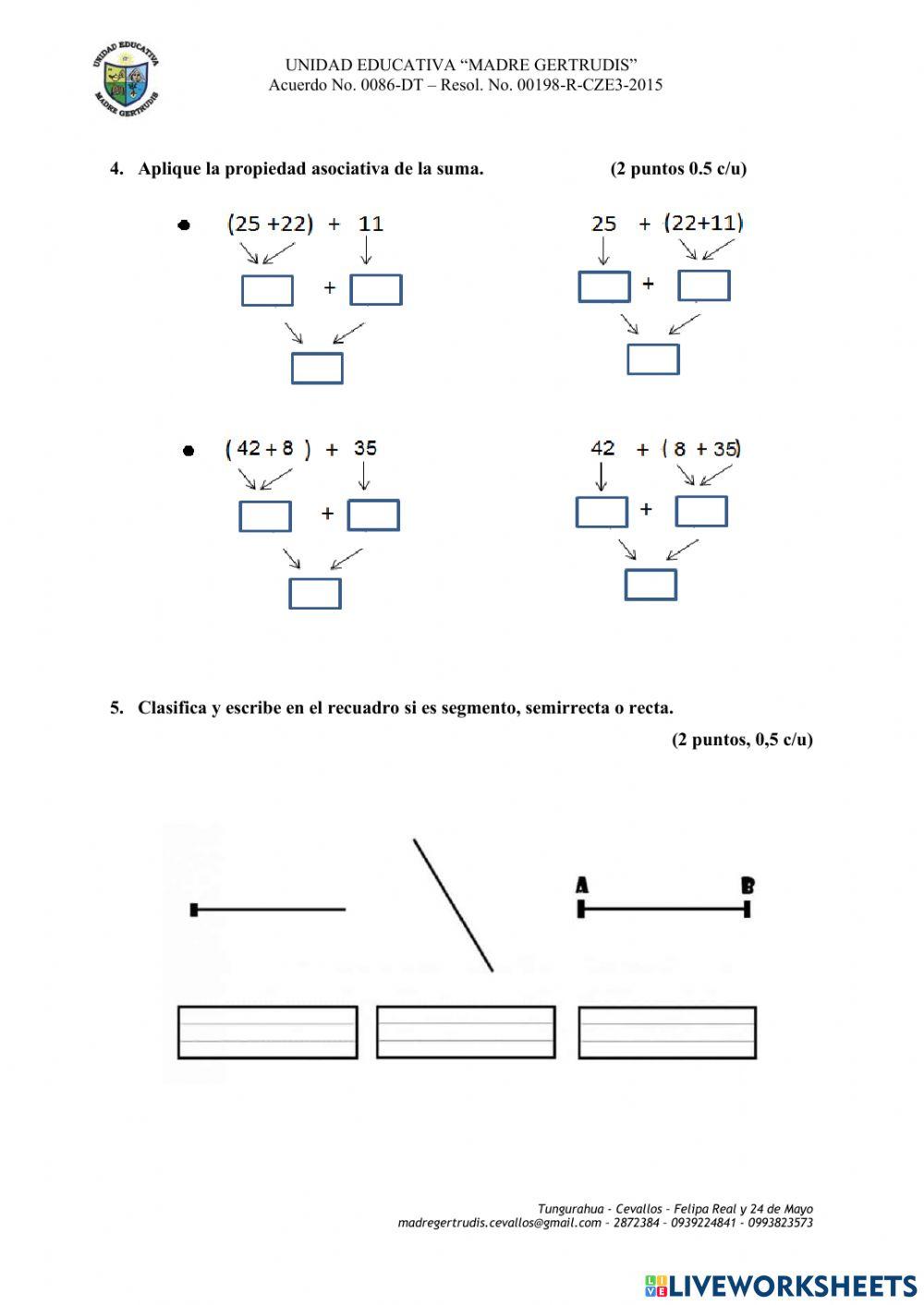 Évaluacion de Cuarto grado