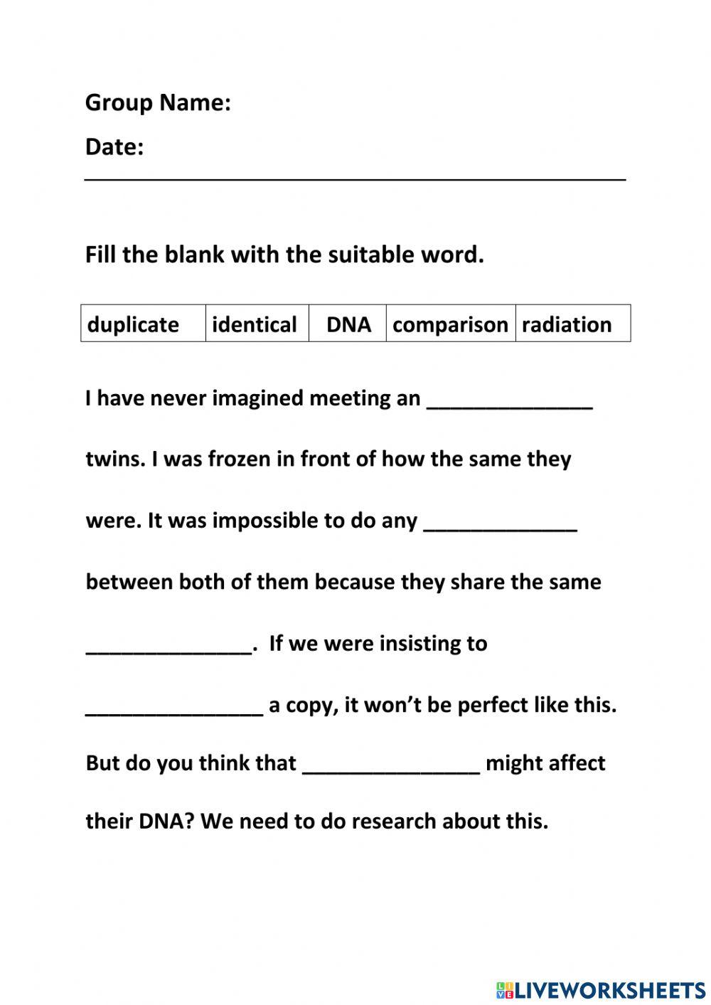 Twins in Space | Free Interactive Worksheets | 1821207