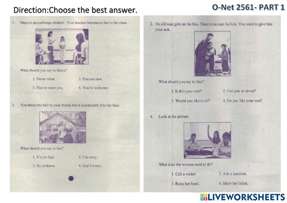 O-net for Grade 6 Review Test ( 2561 Part 1)