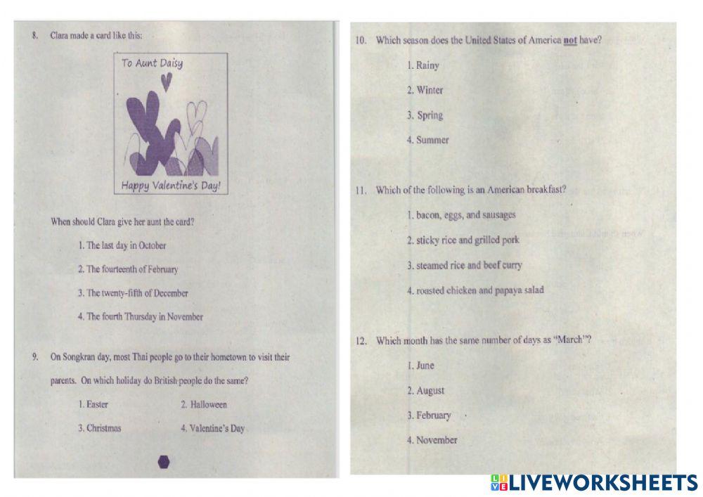 O-net for Grade 6 Review Test ( 2561 Part 1)