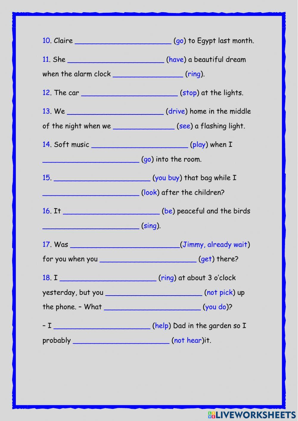 Past simple vs past progressive