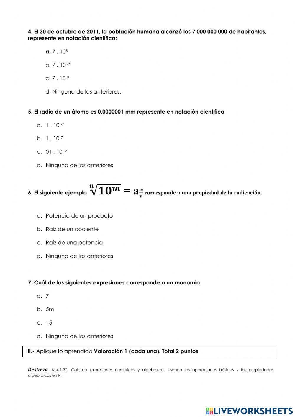 Taller acumulativo matematica noveno
