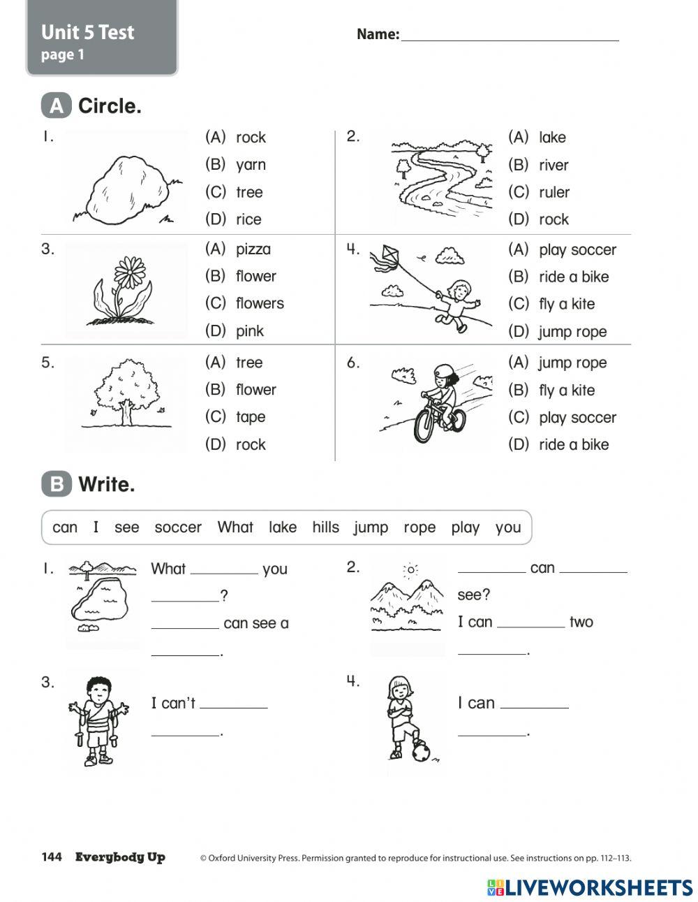 Spanish 1 Unit 5 Test