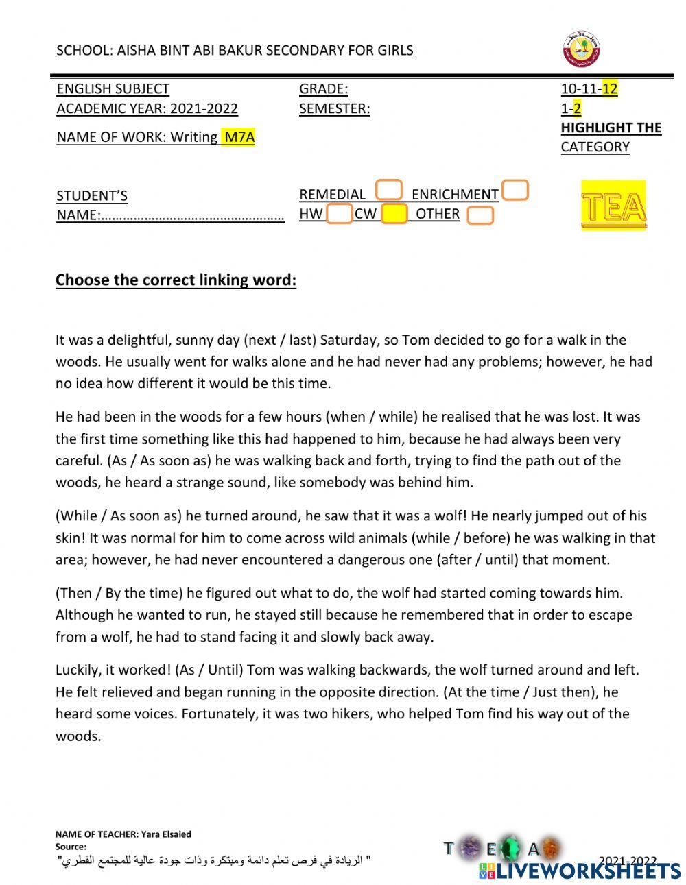 Writing M7A (Starter)