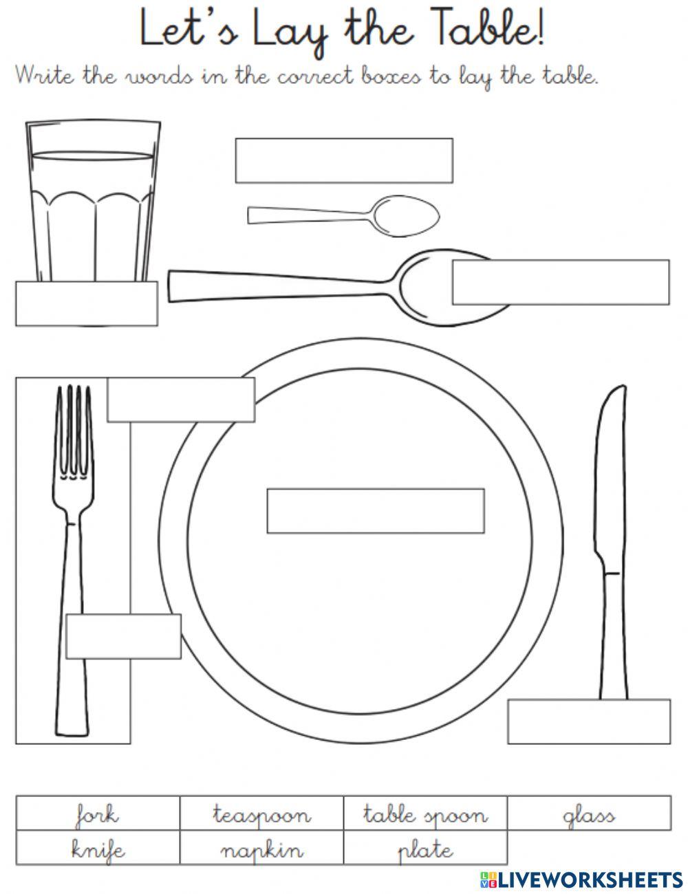 Let s lay the table online exercise for live worksheets