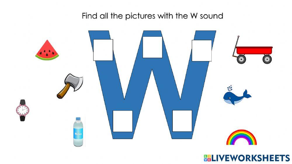 Letter W sound | Free Interactive Worksheets | 1821502