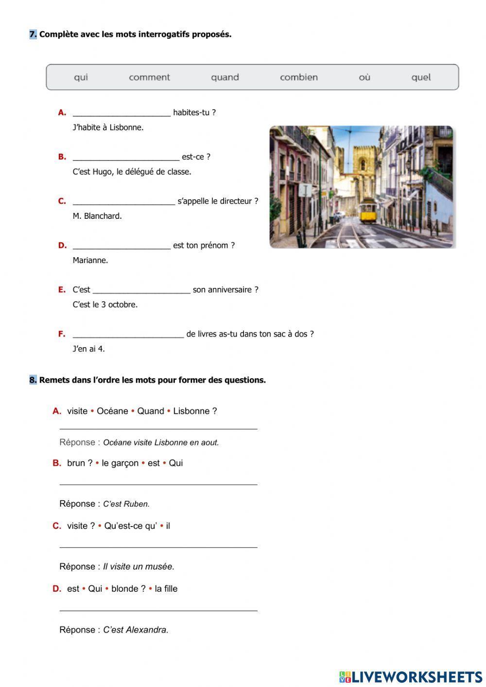 Les mots interrogatifs