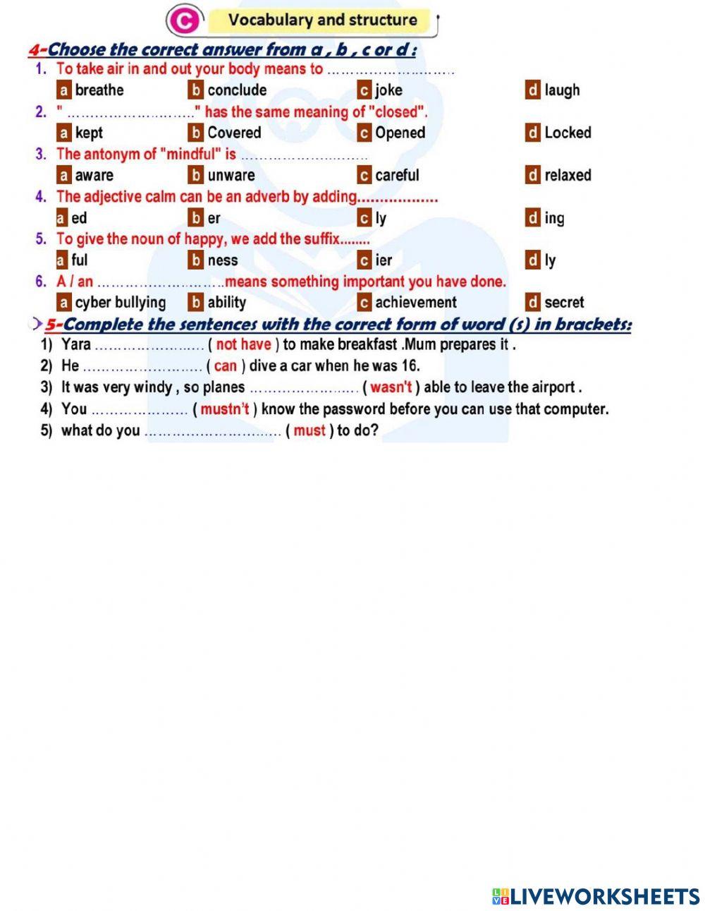 Prep 3 Unit 6 unit 6