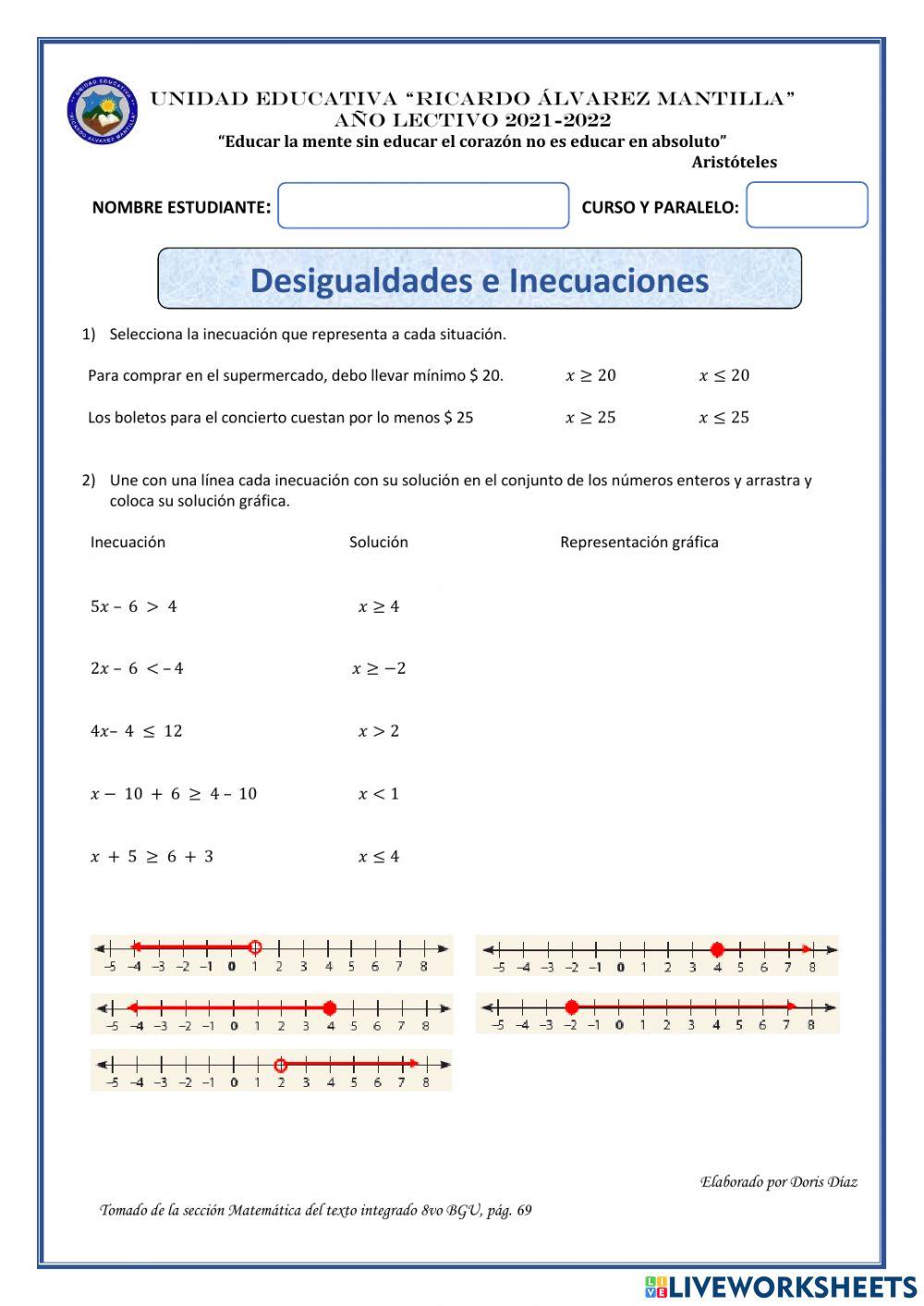 Desigualdades e inecuaciones