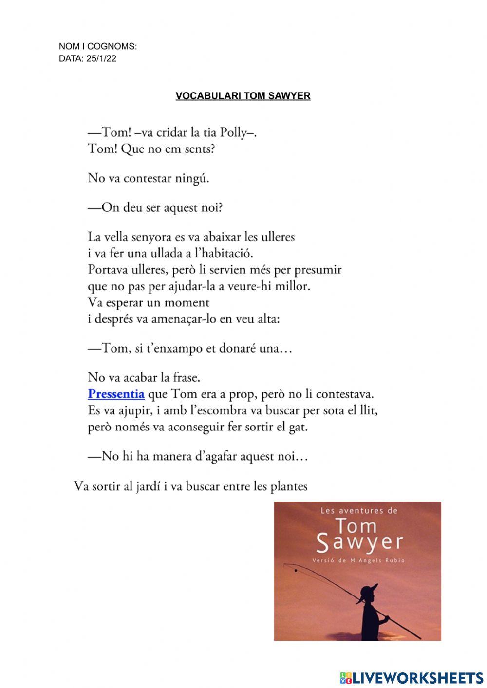 Comprensió lectora tom sawyer