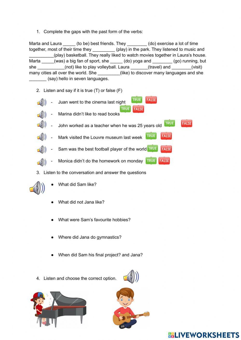 Listening past verbs