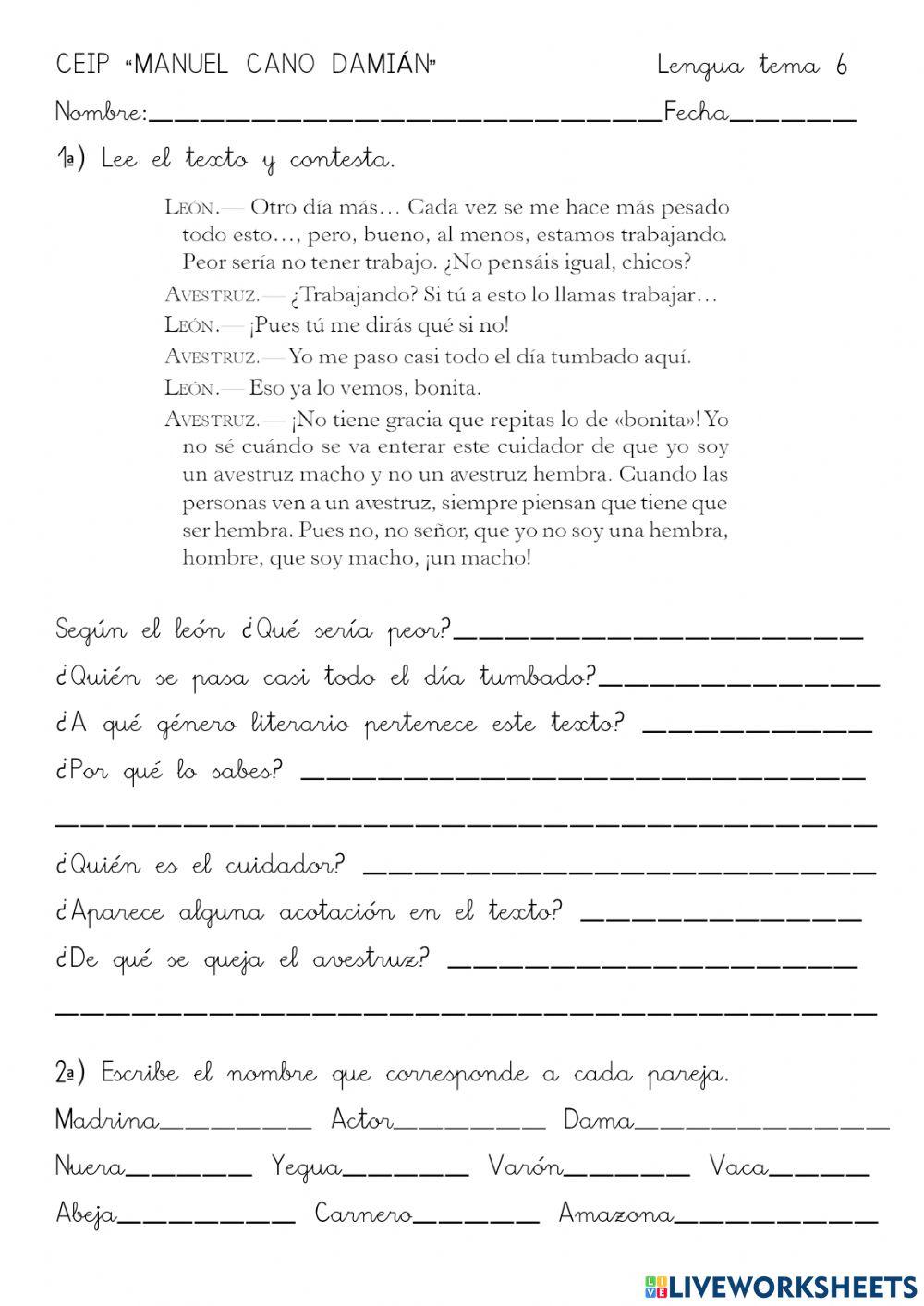 Examen lengua tema 6
