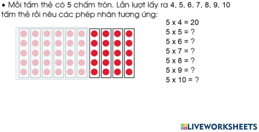 Bảng nhân 5 - Bài mới