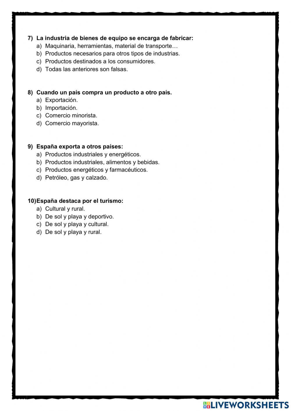 La población y las actividades económicas de Europa y de España.