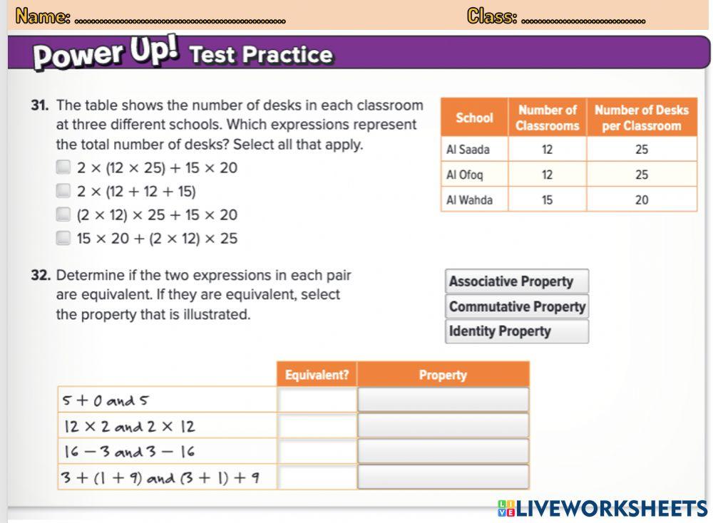Properties of Operations worksheet | Live Worksheets