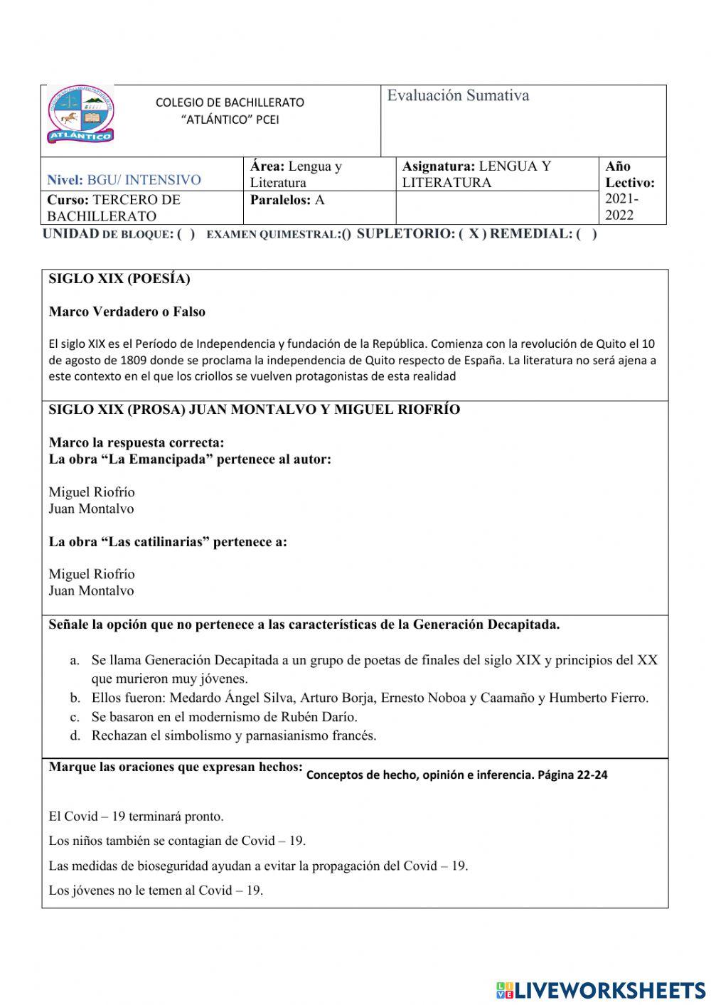 SUPLETORIO TERCERO DE BACHILLERATO