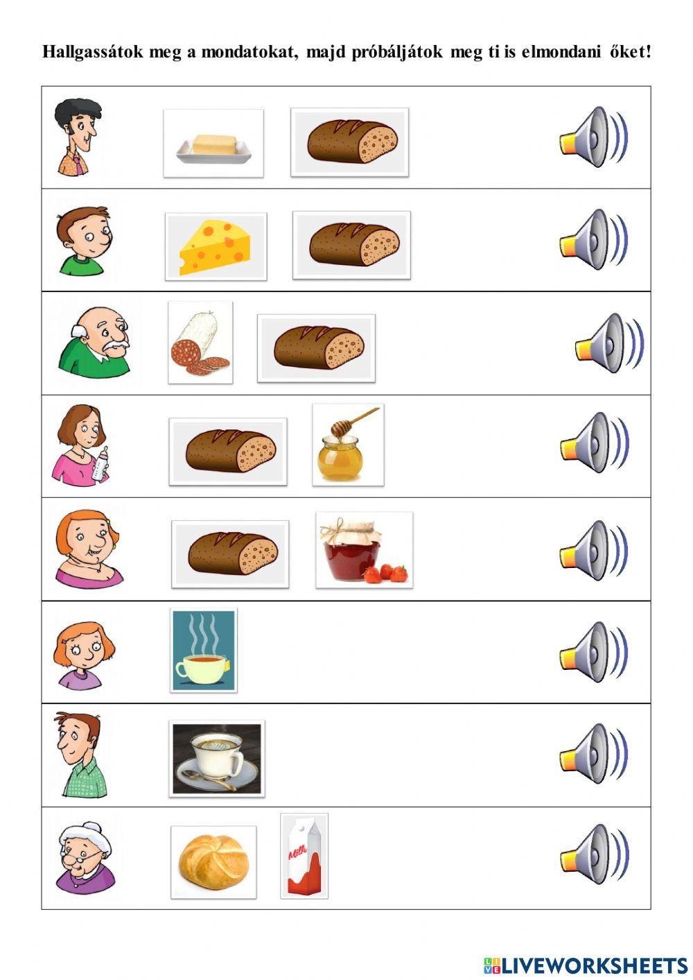 Speisen und Getränke - Sätze