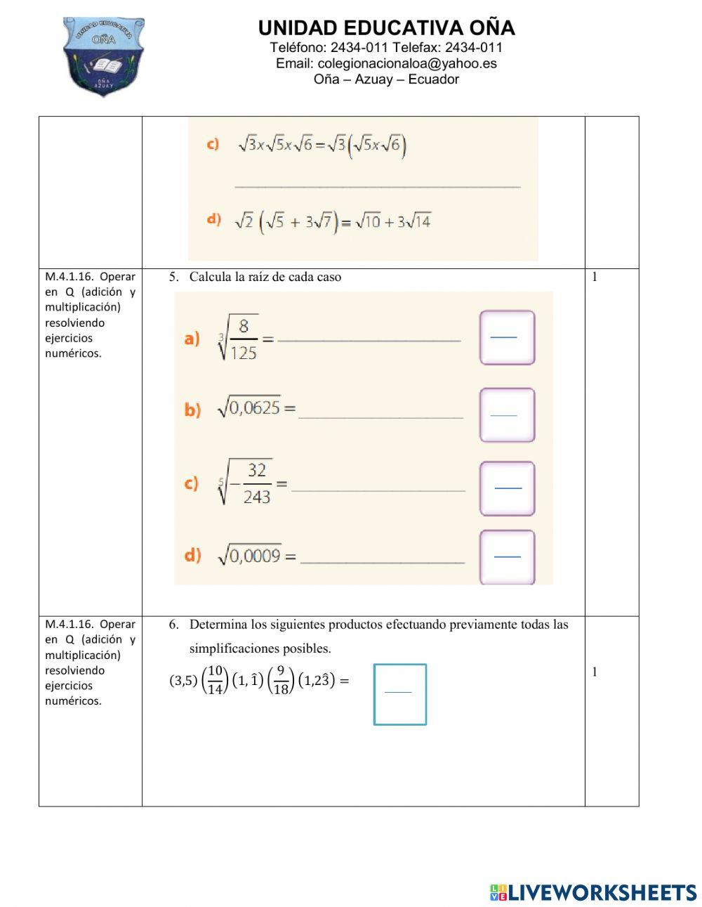 Examen de matematica