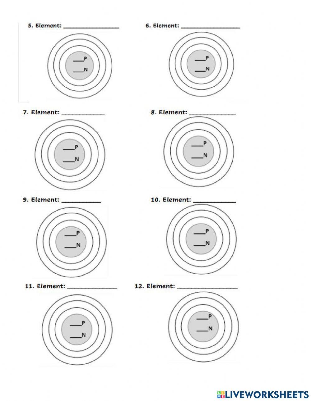 DRAWING BOHR MODELS OF FIRST 20 ELEMENTS online exercise for Live Worksheets