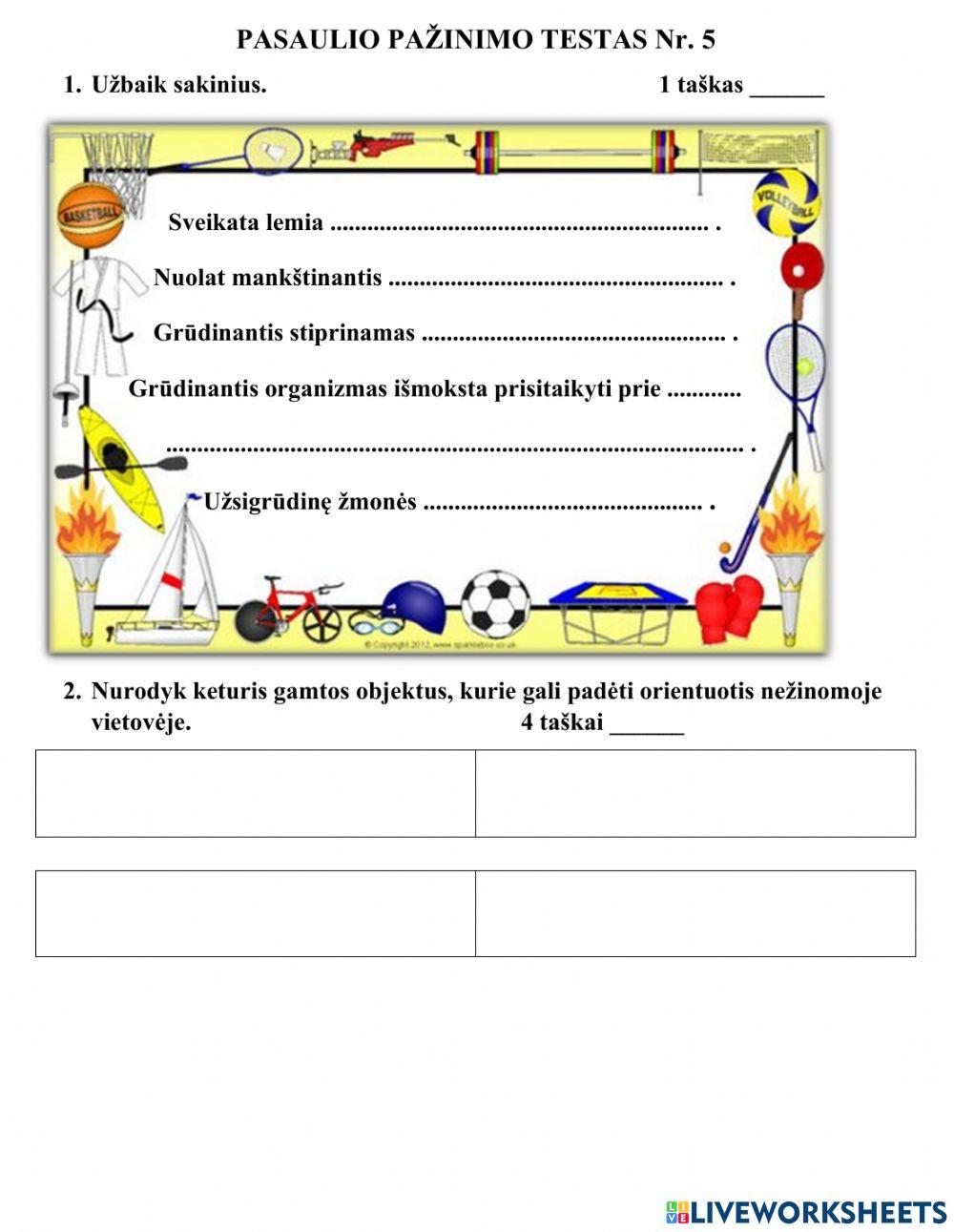Pasaulio pažinimo testas Nr.5