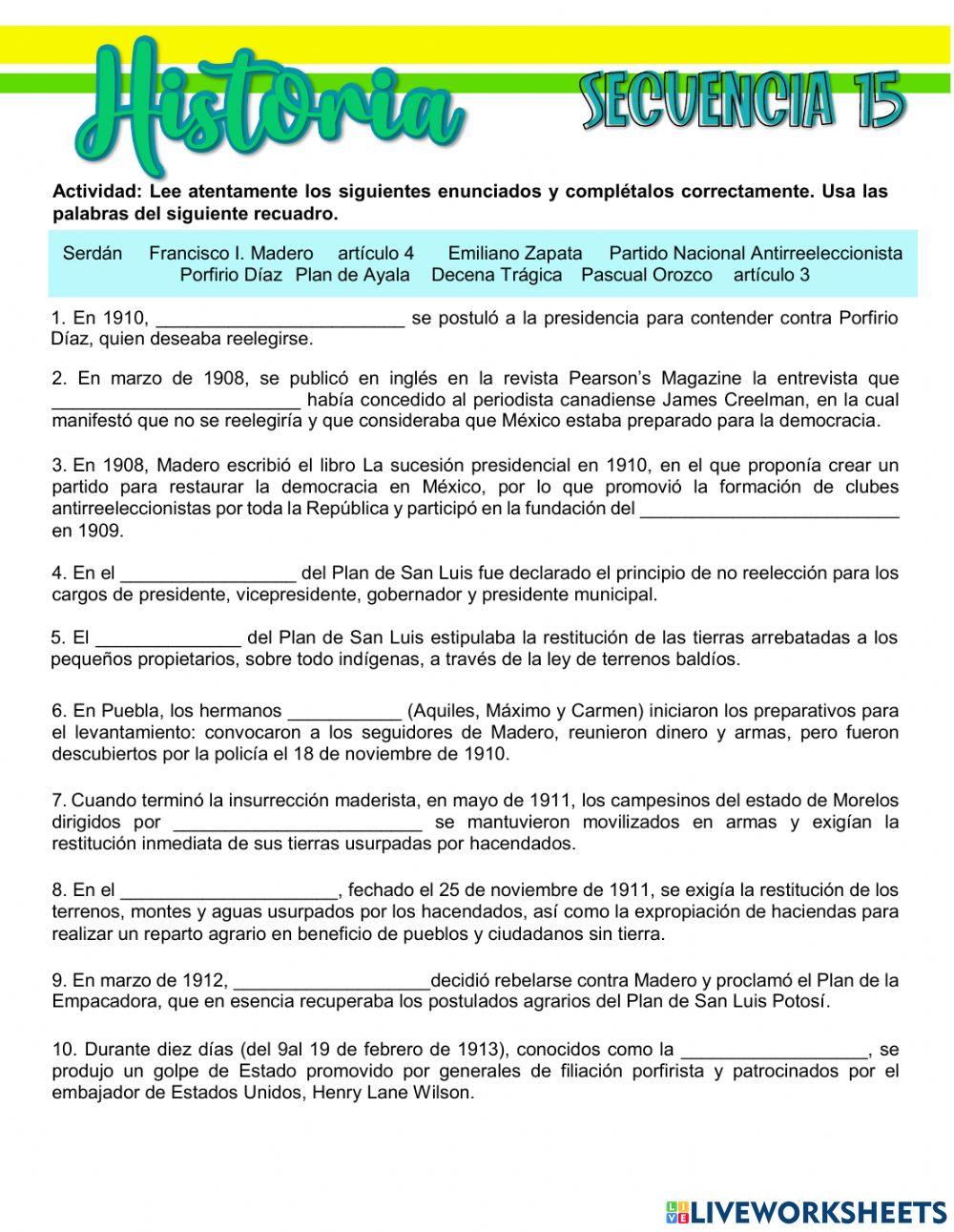 Secuencia 15 La Revolución Mexicana