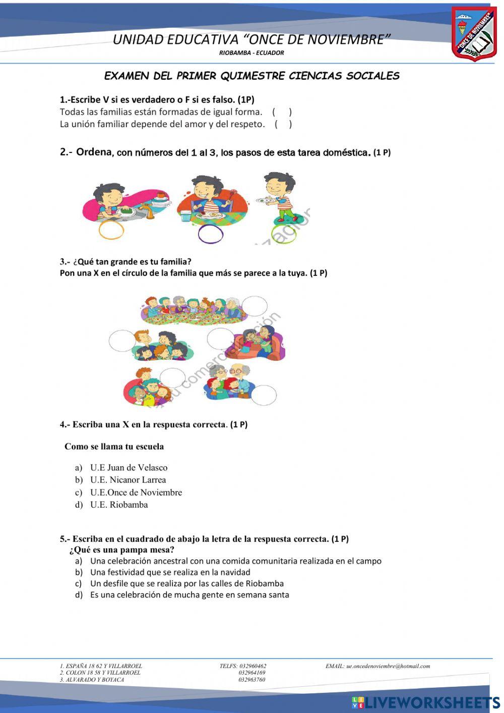 Examen de estudios sociales