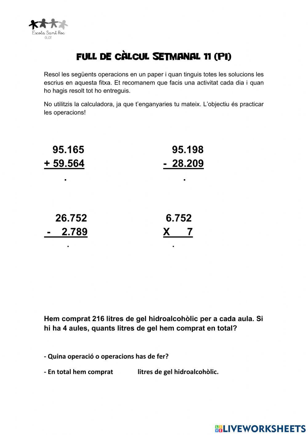 Full de càlcul 11-PI