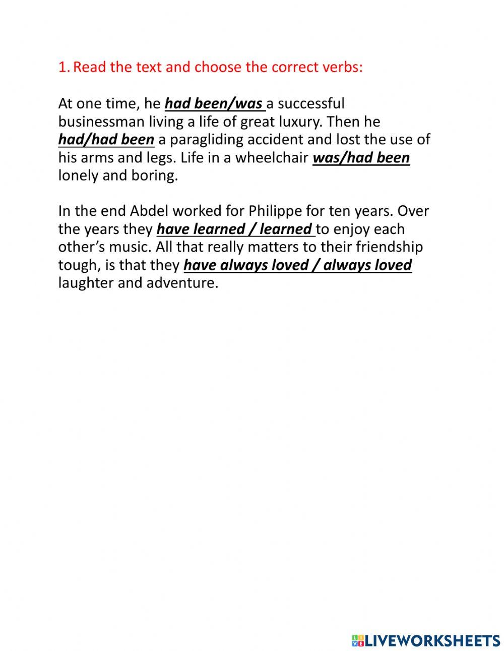 Past perfect - past simple