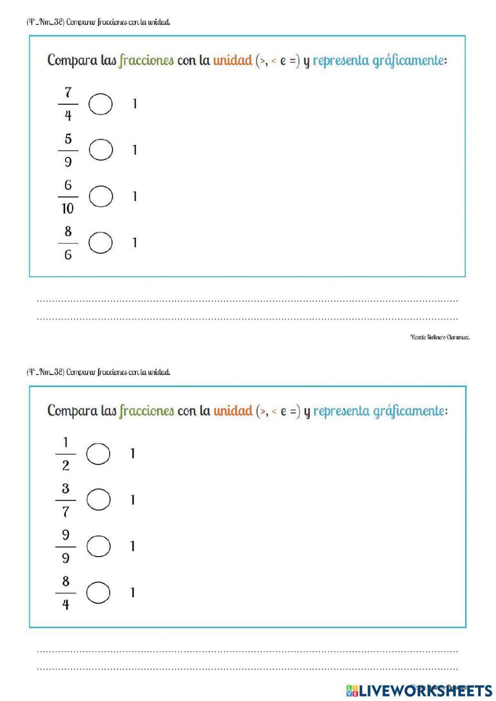 Comparación de fracciones. PT1
