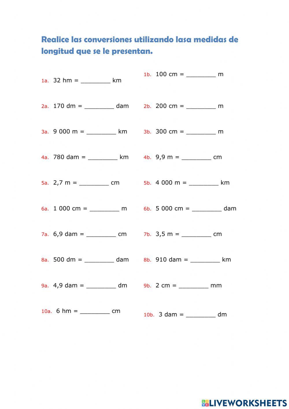 Conversión unidades lonxitude