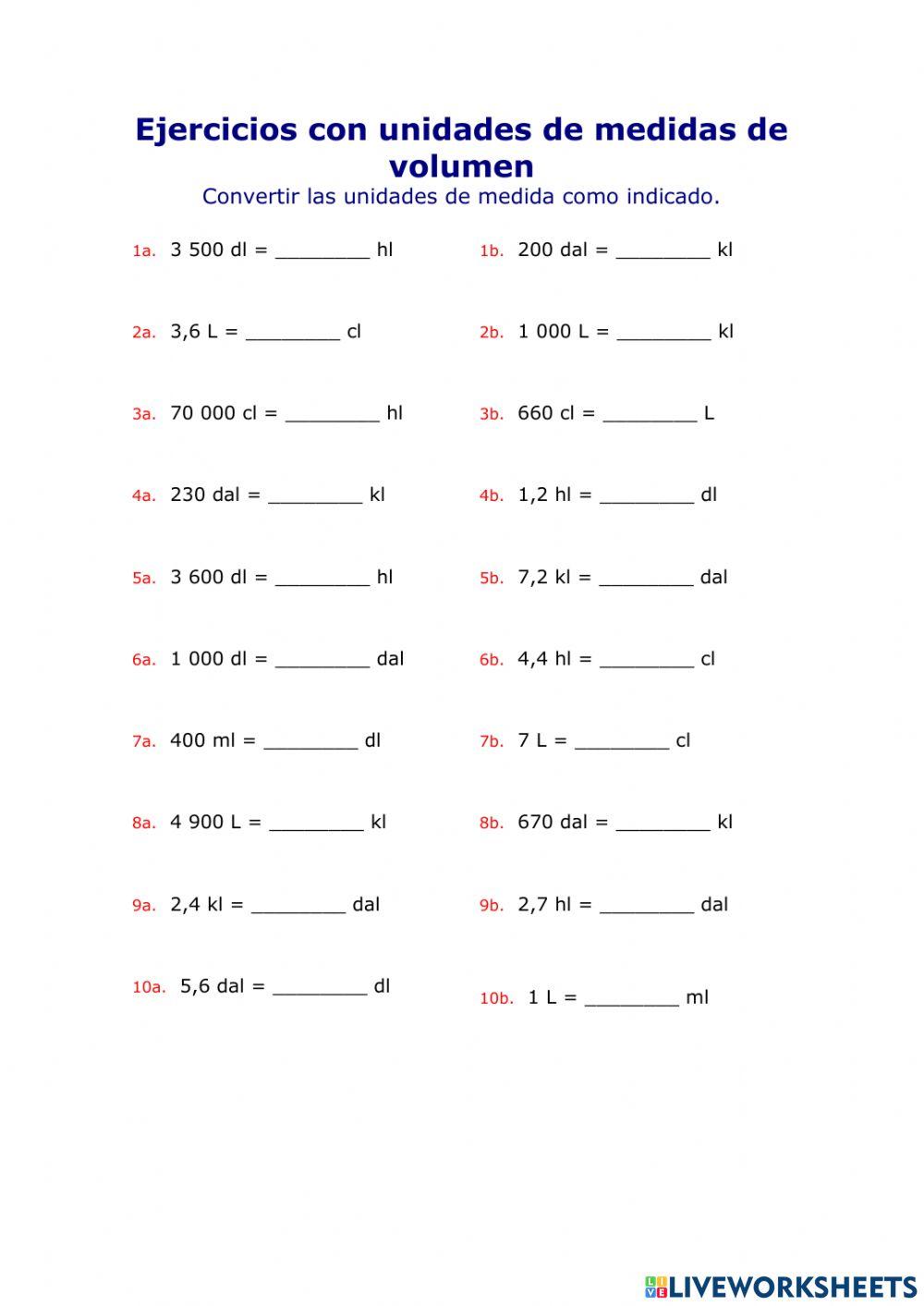 Conversión unidades capacidade
