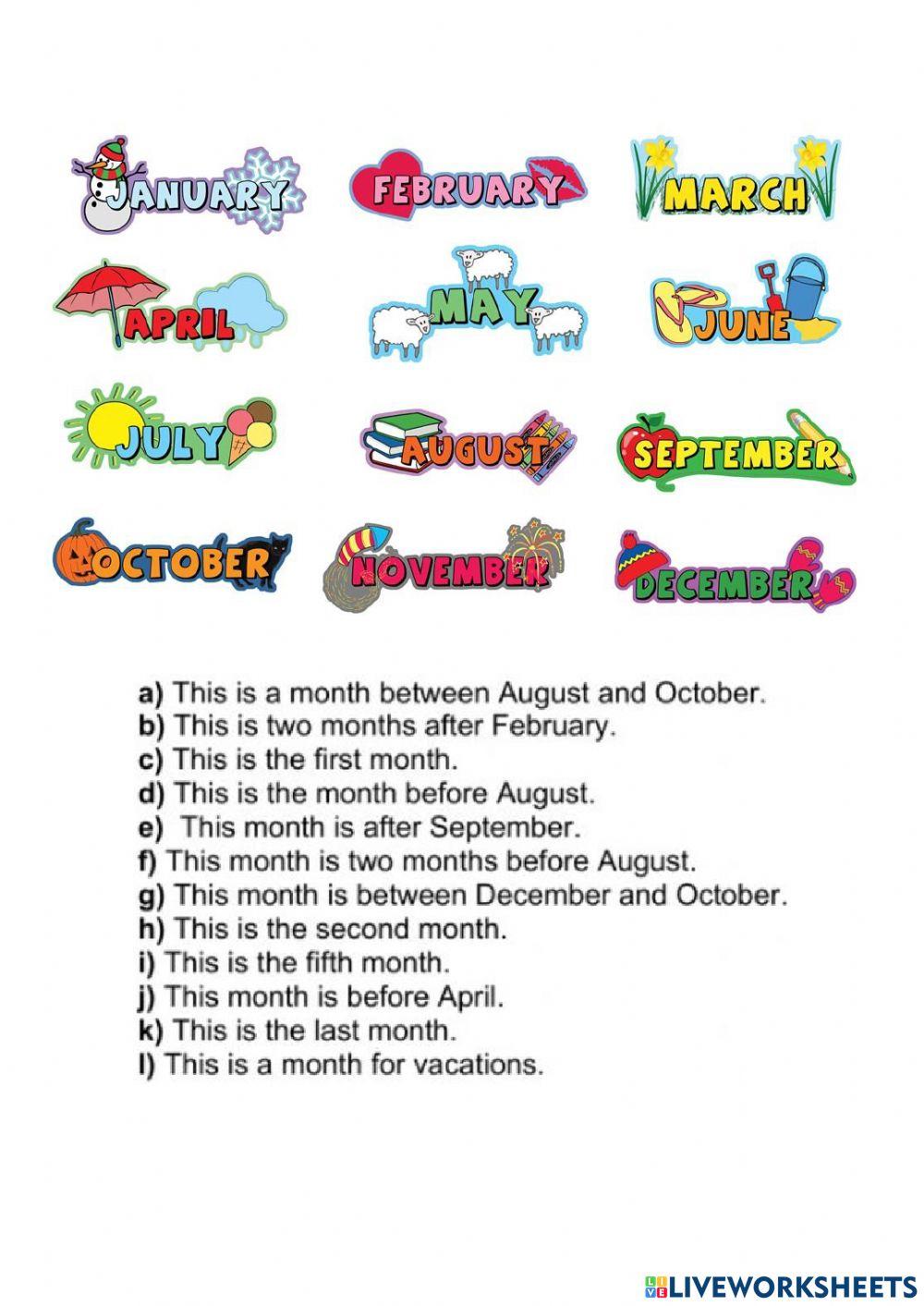 The days of the week and the months of the year