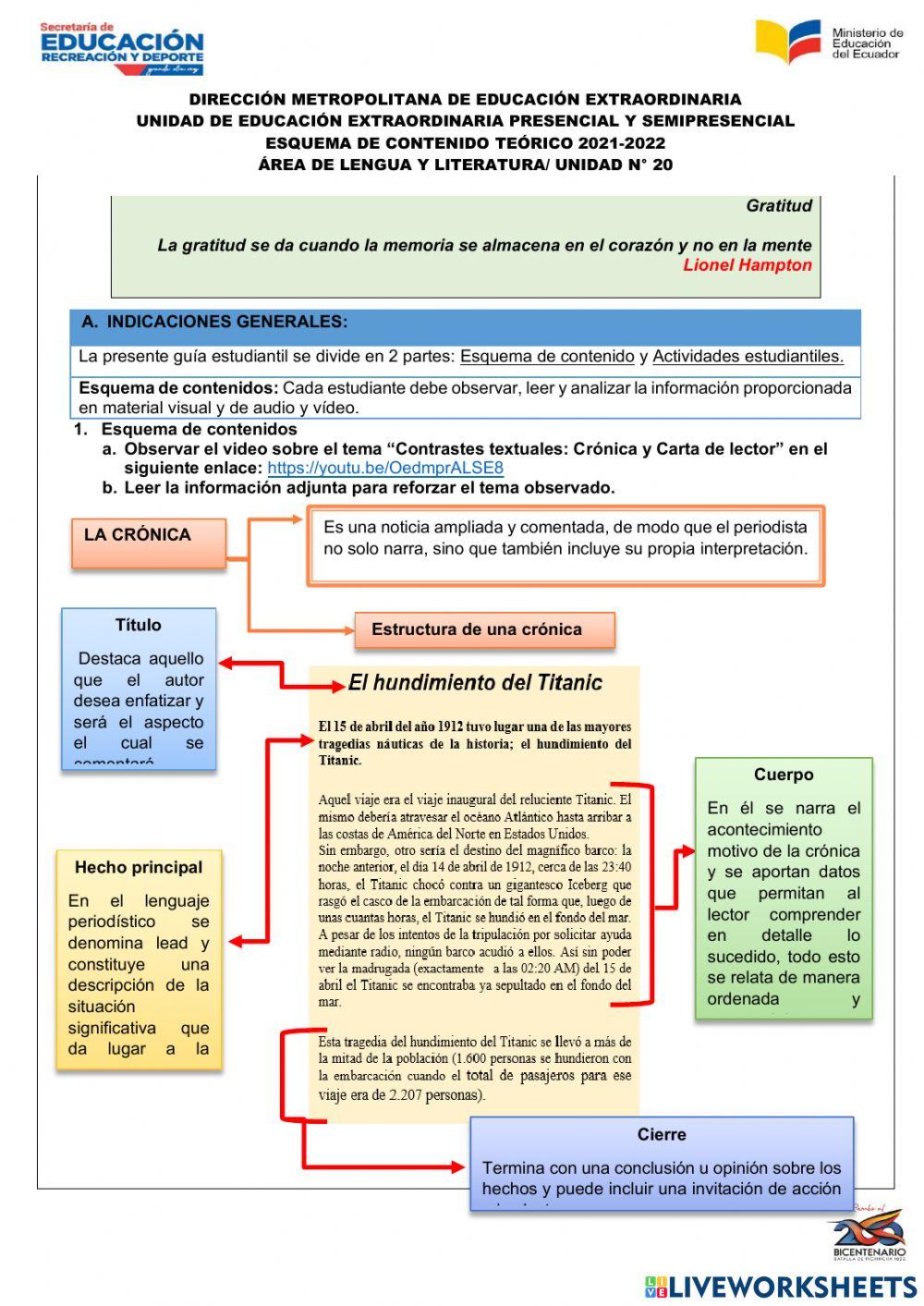 Tarea semana 20. crónica y carta al lector