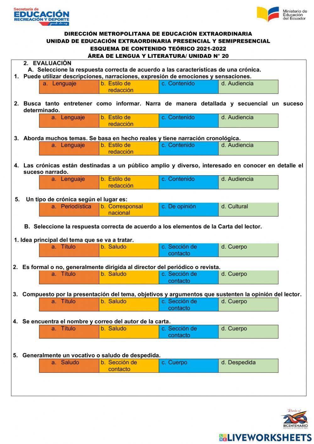 Tarea semana 20. crónica y carta al lector