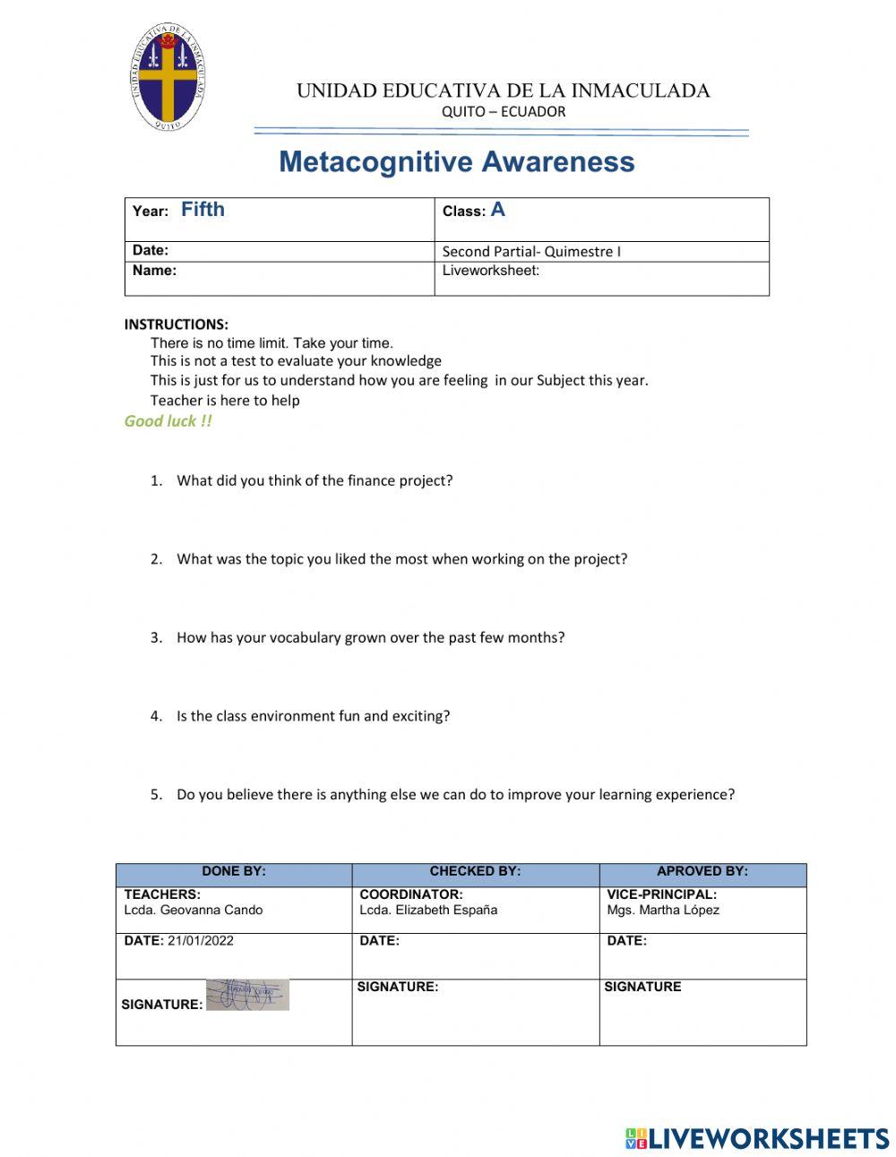 Metacognition 4th