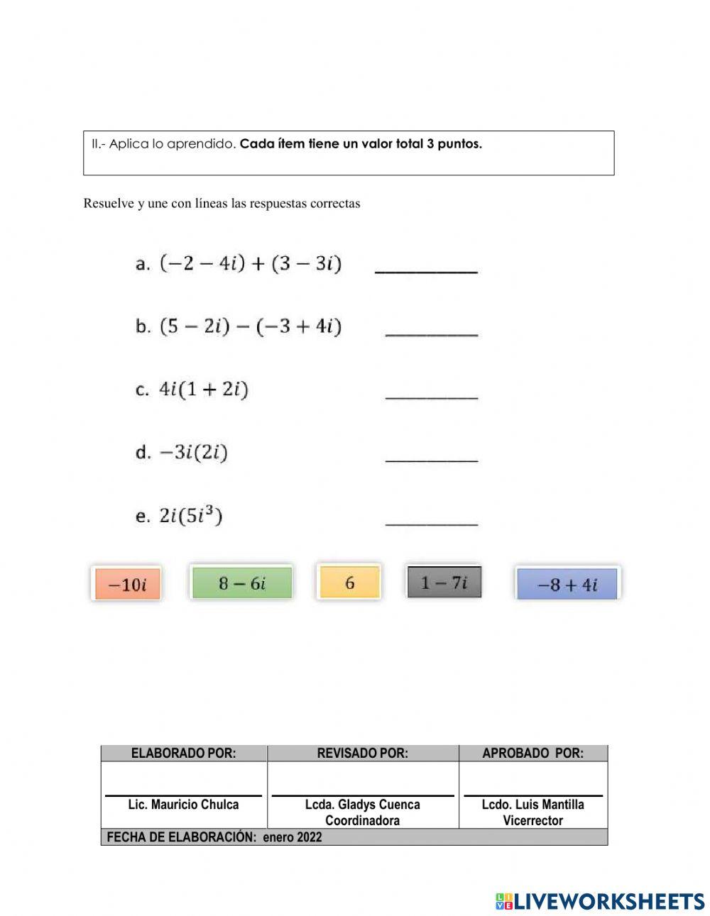 Taller quimestral numeros complejos