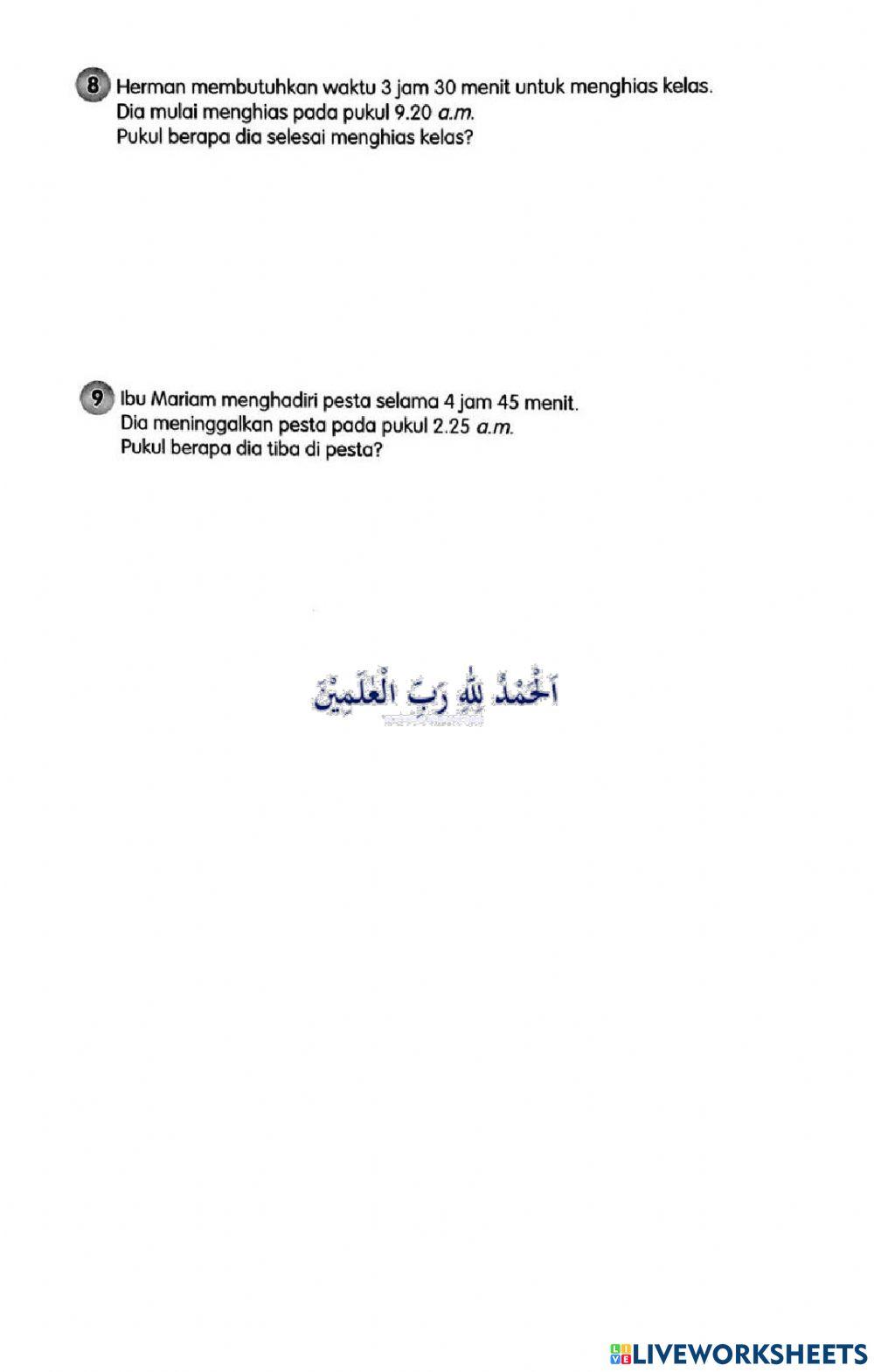 Menghitung Lama Waktu dalam Jam dan Menit